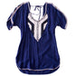 Free People Navy Blue Top with Cutout Shoulders & Silver Appliqué