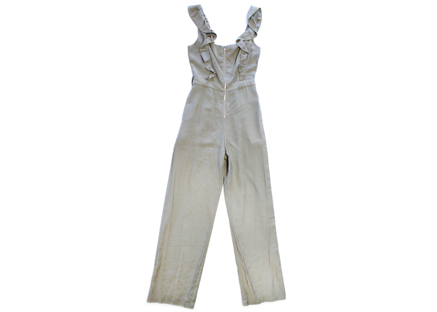 Tularosa Dusty Sage Green Ruffled & Smocked Jumpsuit XXS