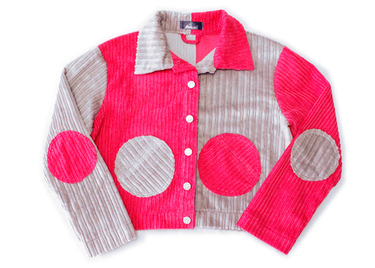 Holis Corduroy Jacket in Pewter & Pink (Made to Order)