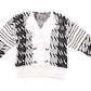 1990s Black & White Schoolteacher Sweater with Hand Painted Buttons