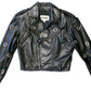 Chia 1980s Black Leather Crop Jacket with Grommeted Sleeves