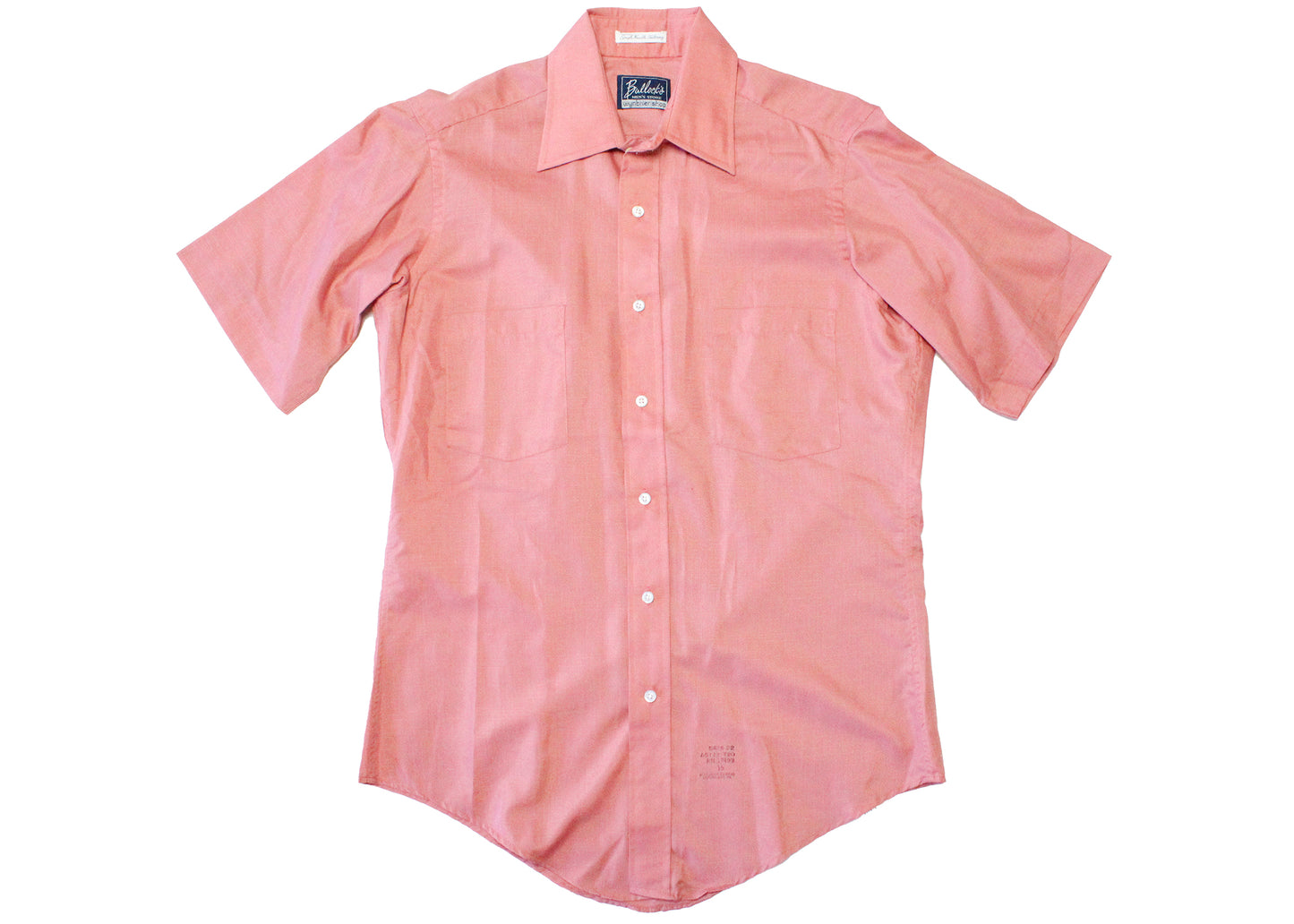 Bullock's Salmon Pink 1970s Slub Woven Button Down