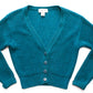 Casual Corner 1990s Teal Chunky Knit Cardigan, size M