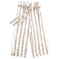 Topshop Tan & Cream Stripe Twill Clamdiggers with Raw Edge Waist