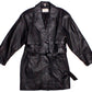 Worthington Black Cropped Trench Style Leather Coat, Complete with Belt, Size Petite L