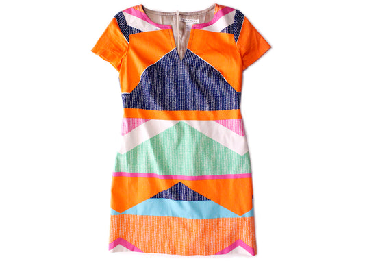 Trina Turk Big Bright & Bold Signature Geometric Print Short Sleeve Dress Sample