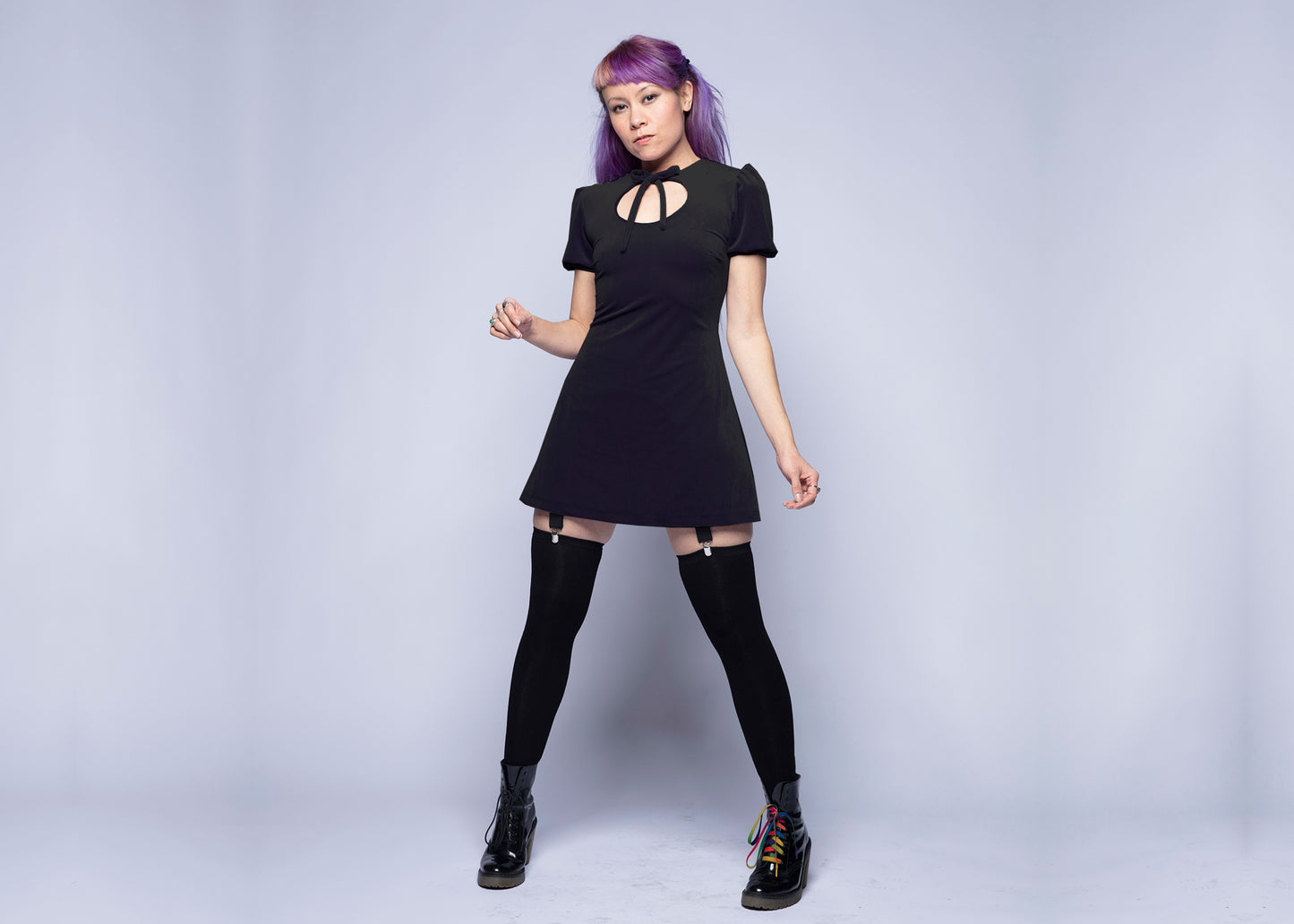 Anahata Mini Dress in Black Velvet (Made to Order)