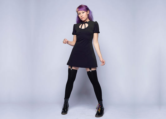 Anahata Mini Dress in Black Velvet (Made to Order)