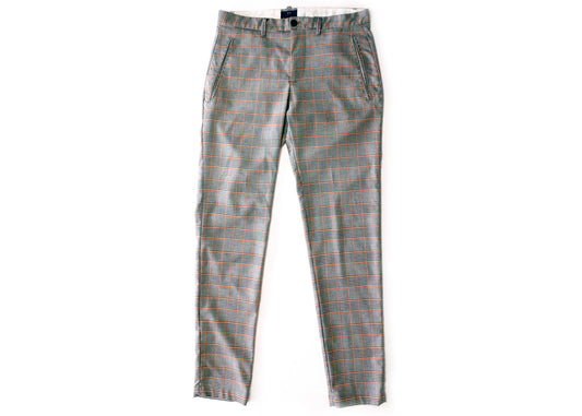 Zara Man Black & White with Rust Houndstooth Check Tapered Trousers, Size 31