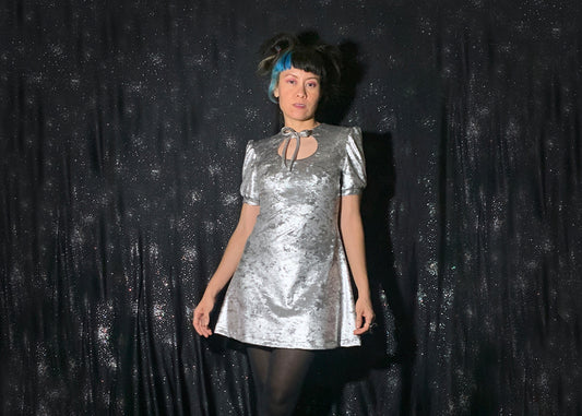 Anahata Mini Dress in Velvet Tin Foil (Made to Order)