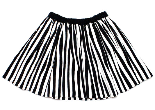 Black & White Stripe Cotton Pull-On Miniskirt