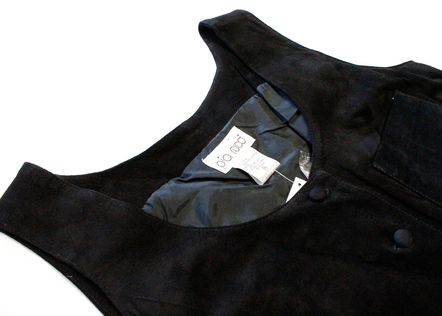 Pia Rucci ‘80s - ‘90s Dead Stock Black Suede Button Front Jumper