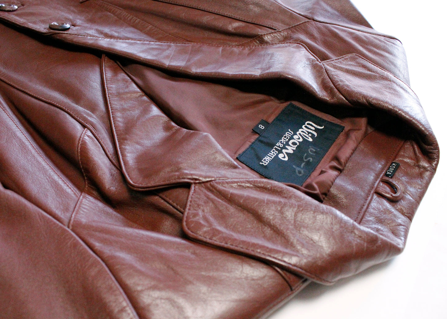 Wilson Leather Vintage Brown Blazer Style Jacket with Diamond Accents