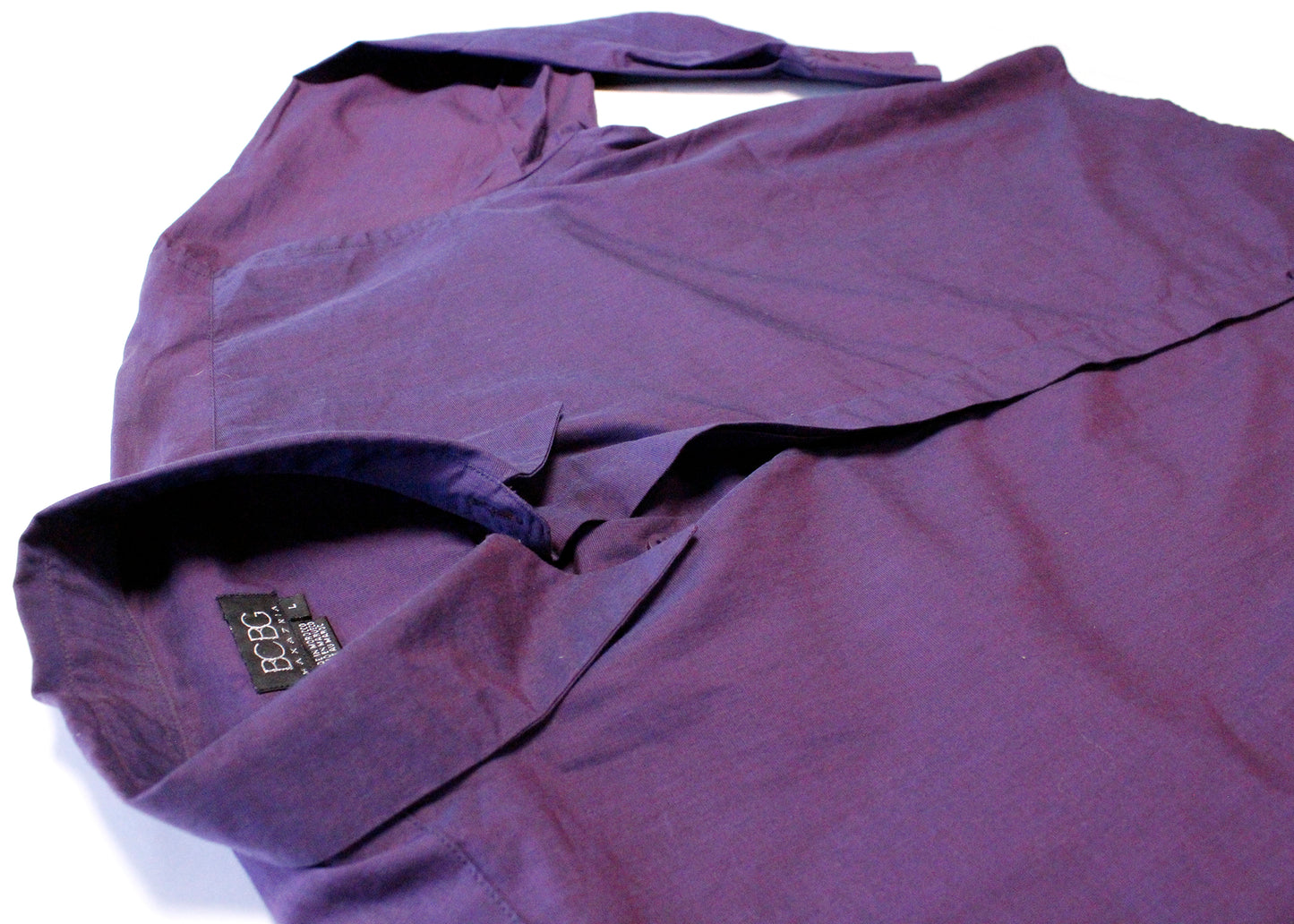 BCBG Max Azria Iridescent Purple Long Sleeve Button Down Dress Shirt, Size L