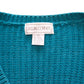 Casual Corner 1990s Teal Chunky Knit Cardigan, size M