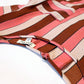 Lily White Retro Coral & Brown Vertical Stripe Top Size S/M