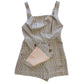 Urban Outfitters Taupe Plaid Schoolgirl Romper