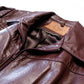 Leather Works by Fidelity Vintage Brown Cropped Zip Jacket with Puff Sleeves