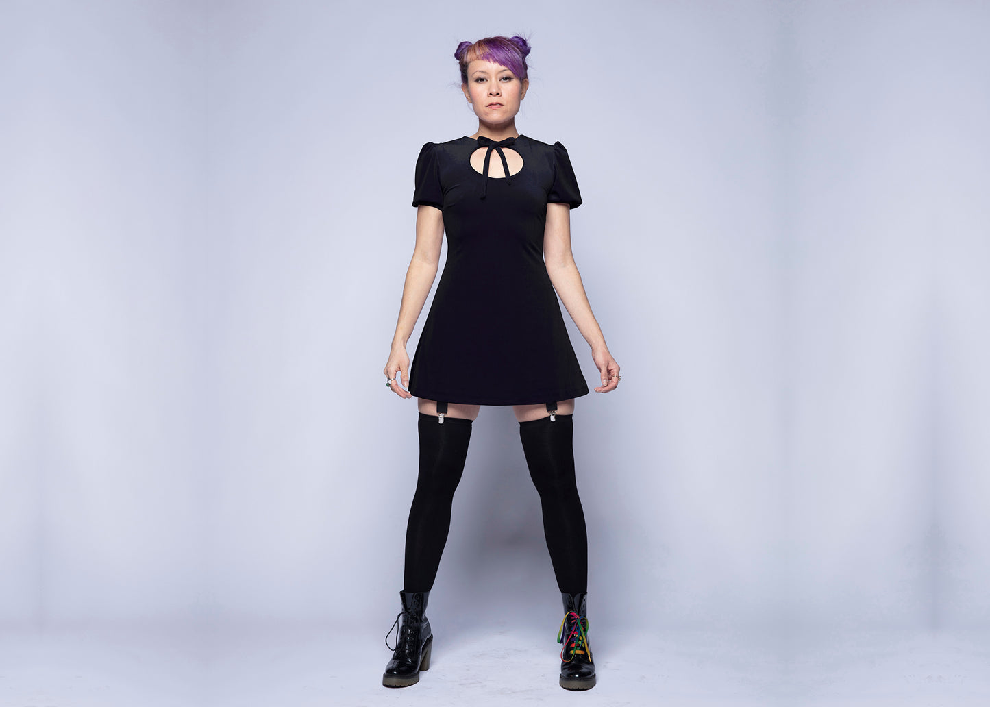 Anahata Mini Dress in Black Velvet (Made to Order)