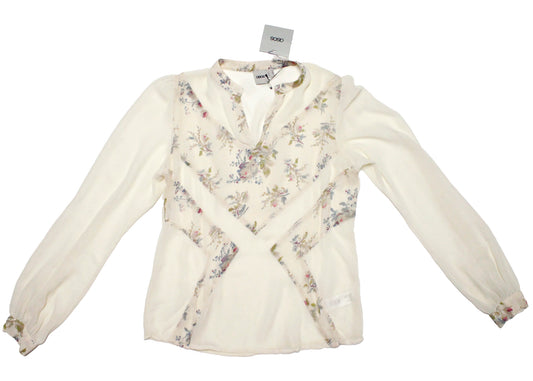 Asos Ivory Sheer Geometric Floral Blouse