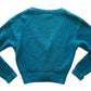 Casual Corner 1990s Teal Chunky Knit Cardigan, size M