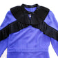 Western '80s Royal Blue Dress with Pleated Black Trim & Pearl Accent