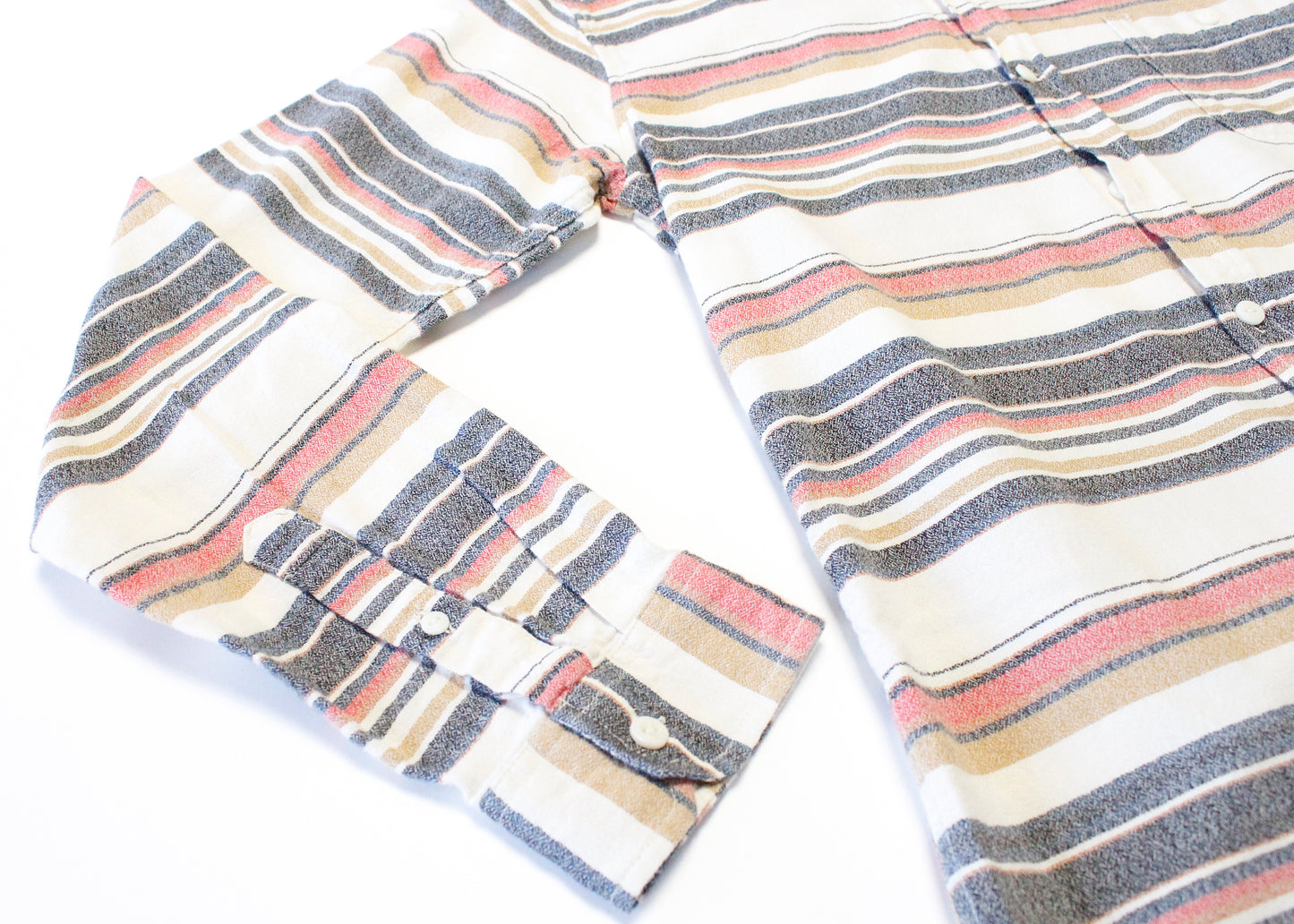 Ezekiel Size S Faded Horizontal Primary Stripe Long Sleeve Button Down