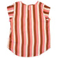 Lily White Retro Coral & Brown Vertical Stripe Top Size S/M