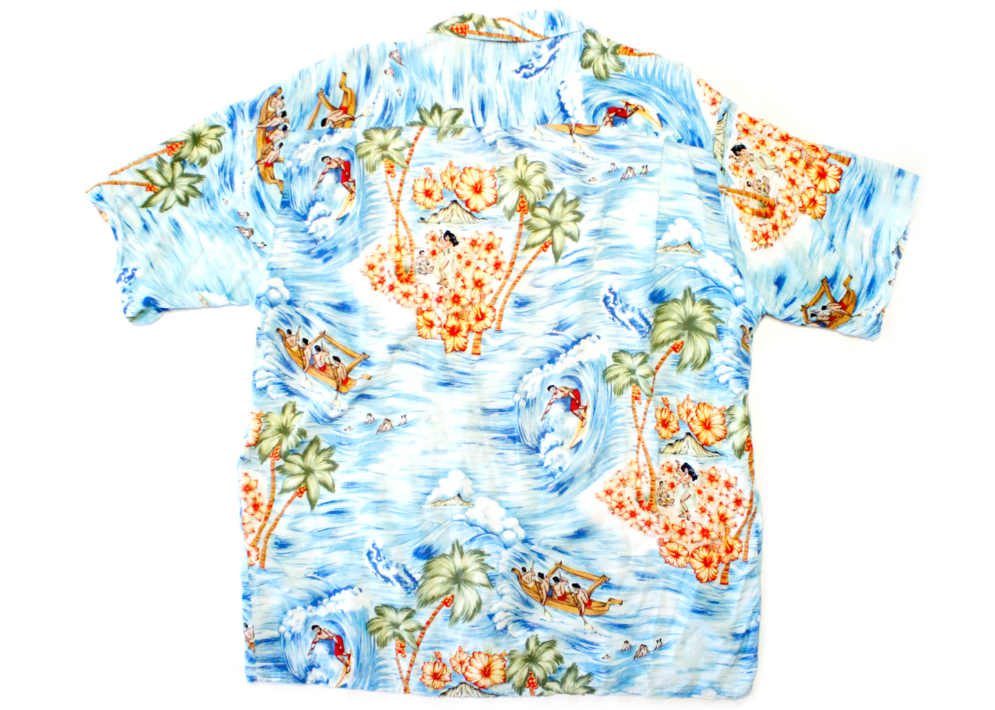 Pineapple Connection 1990s Rayon Ocean Print Hawaiian Shirt Size L