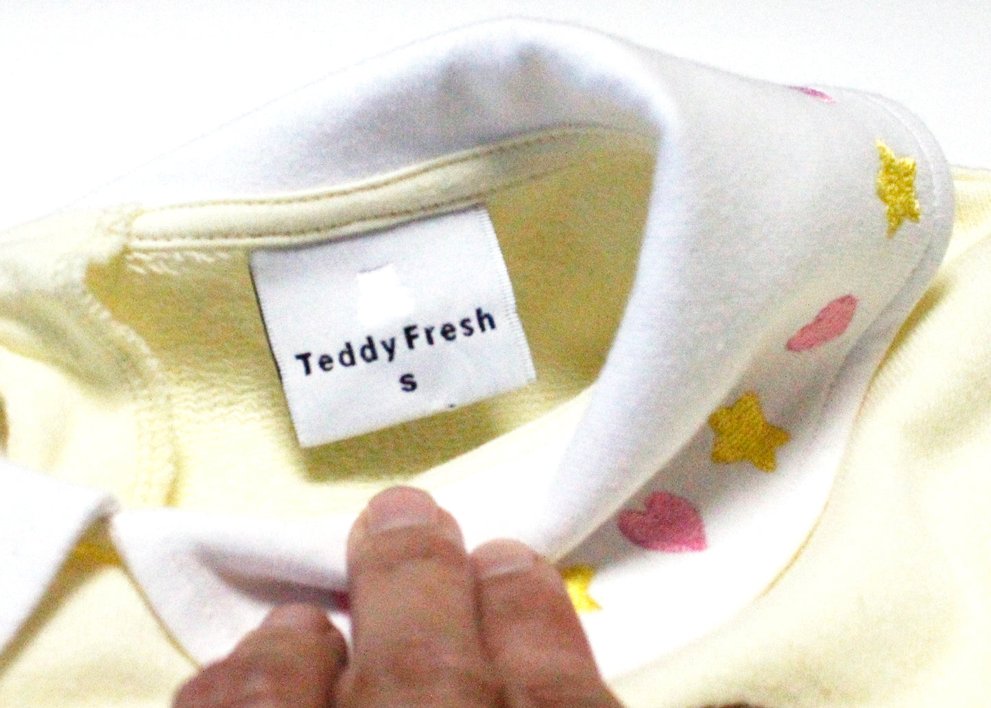 Teddy Fresh Pale Yellow Embroidered Sweatshirt with Faux Collar