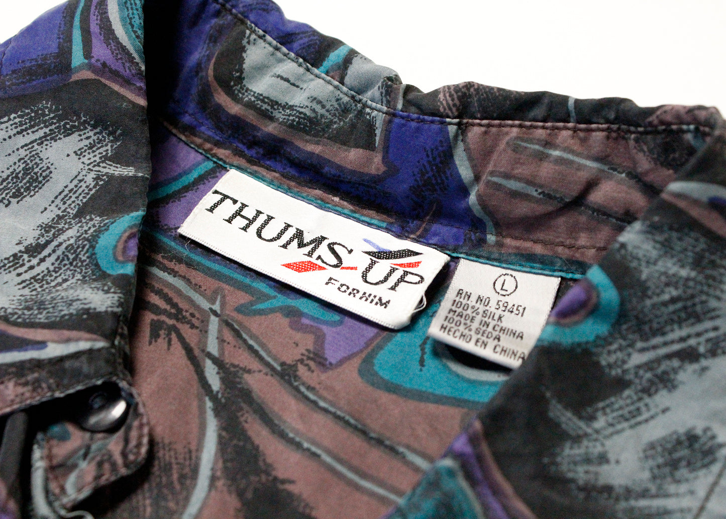 Thums Up For Him 90s Geometric Printed Silk Shirt