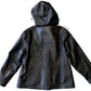 Ben-Z Hooded Leather Coat with Hoodie Style Kangaroo Pockets, Drawstrings & Zip