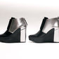 United Nude Uma Oxford Wedges in Dark Silver & Black, Size 36 (US 6)