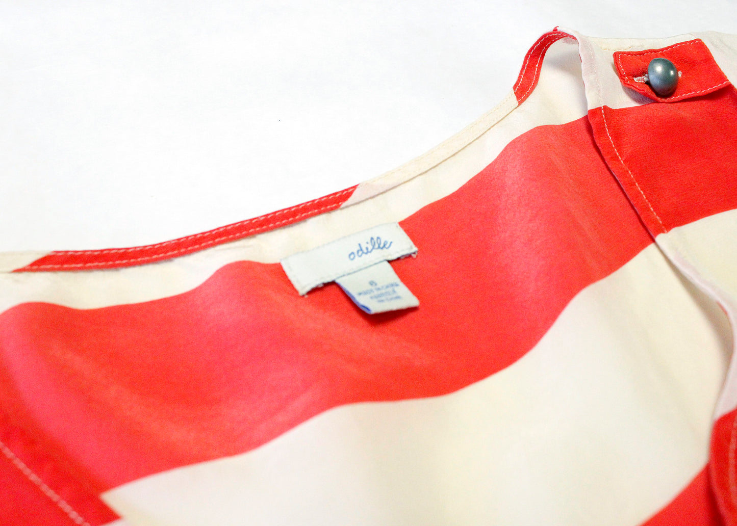 Odille Red & White Stripe Cap Sleeve Blouse Size 6