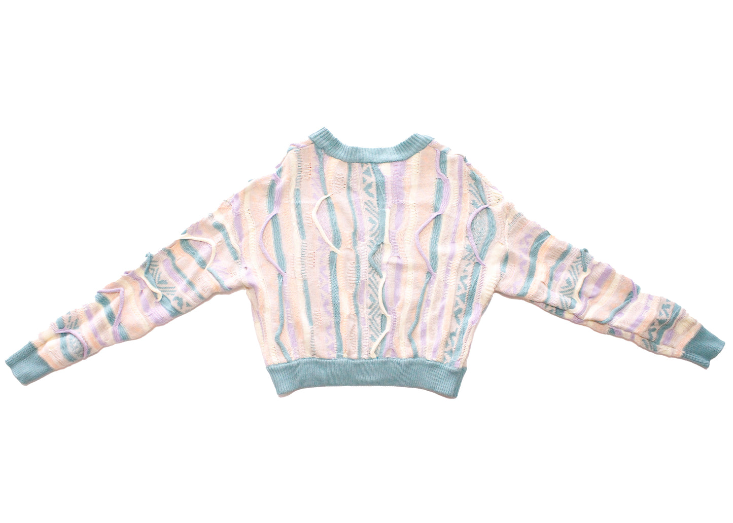 Forever 21 Very ‘80s Pastel Coogi Style Funky Knit Sweater, size Small