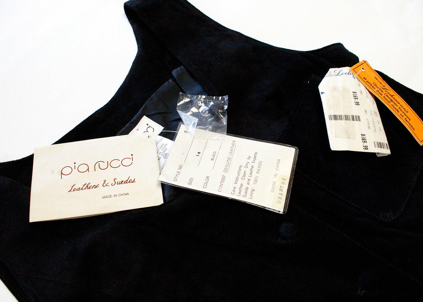 Pia Rucci ‘80s - ‘90s Dead Stock Black Suede Button Front Jumper