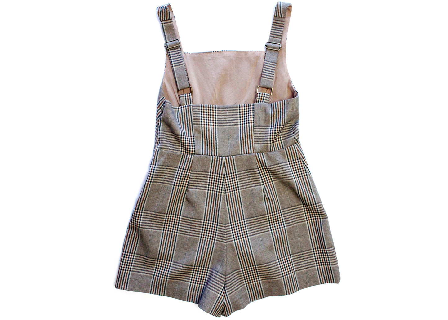 Urban Outfitters Taupe Plaid Schoolgirl Romper