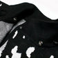 Anne Klein Black/White/Silver Patterned Knit Poncho with Logo Buckle, NWT