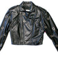 Chia 1980s Black Leather Crop Jacket with Grommeted Sleeves