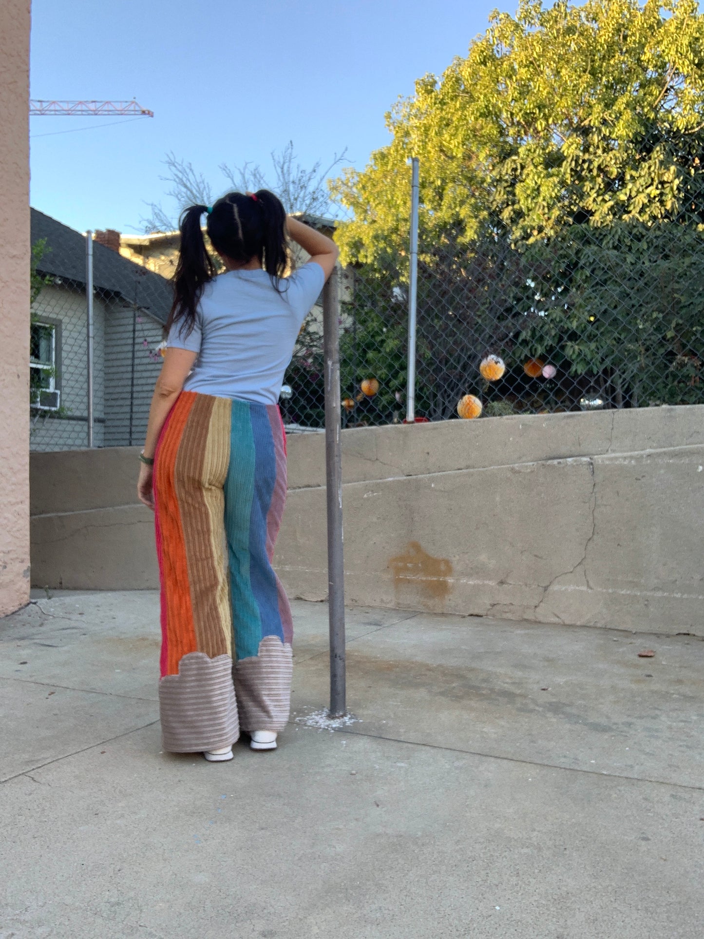 Raya Rainbow Corduroy Pants with Clouds