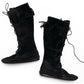 Minnetonka Moccasins Black Suede Fringe Knee High Lace Up Boots, Size 10