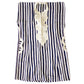 Vintage Striped Embroidered Caftan Dress with Belt & Pockets