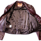 Leather Works by Fidelity Vintage Brown Cropped Zip Jacket with Puff Sleeves