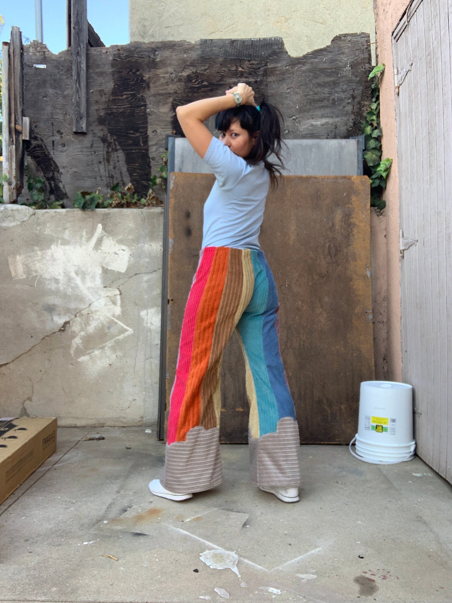 Raya Rainbow Corduroy Pants with Clouds