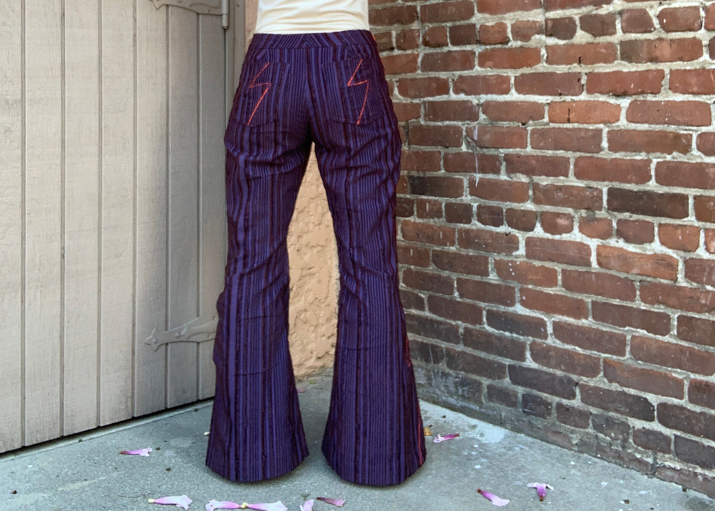 Ziggy Bellbottoms in Blackcurrent Purple Fuzz Stripe