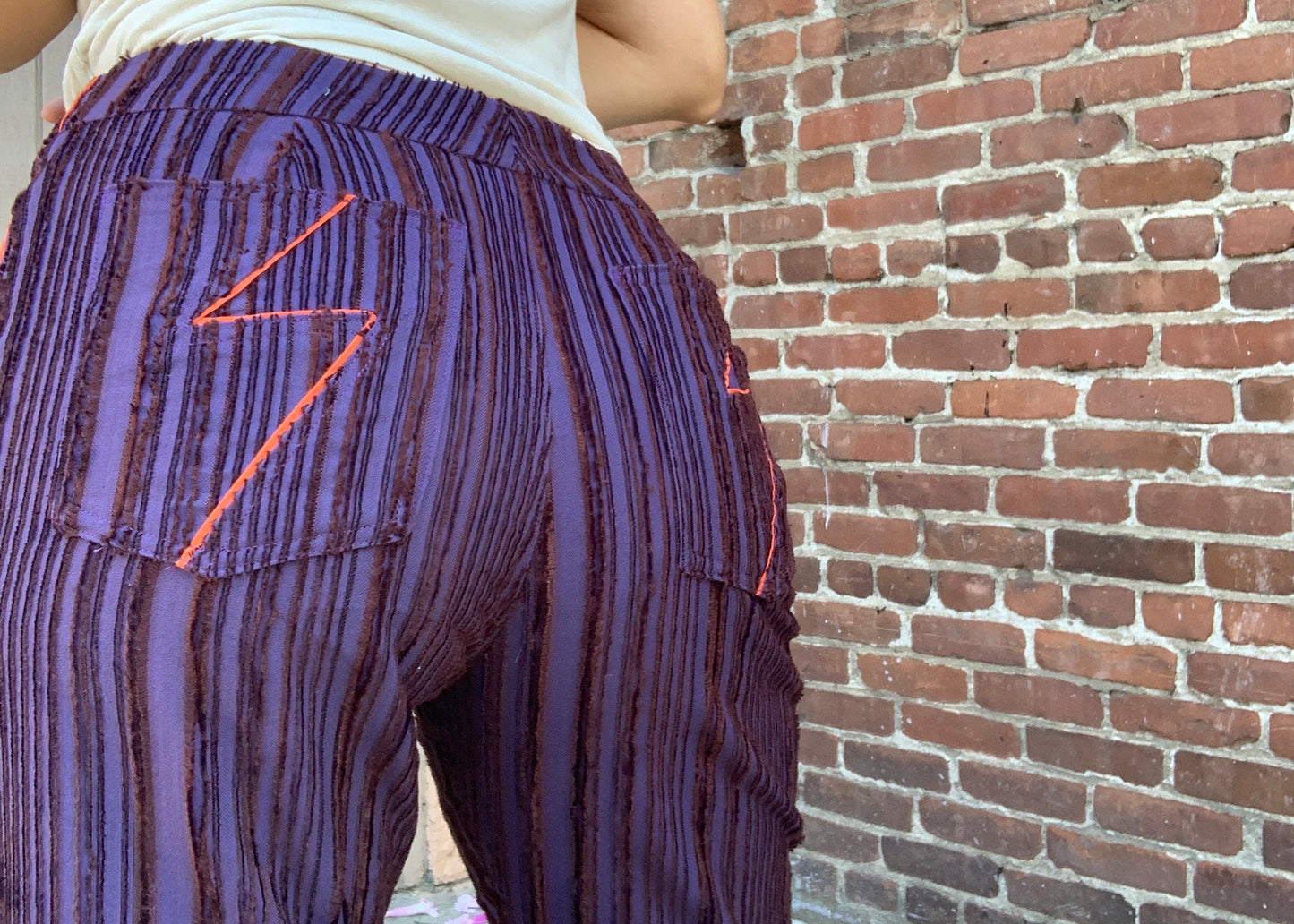 Ziggy Bellbottoms in Blackcurrent Purple Fuzz Stripe