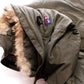 Phat Farm Army Green Puffer Coat Down Filled Parka with Detachable Coyote Fur Hood Trim