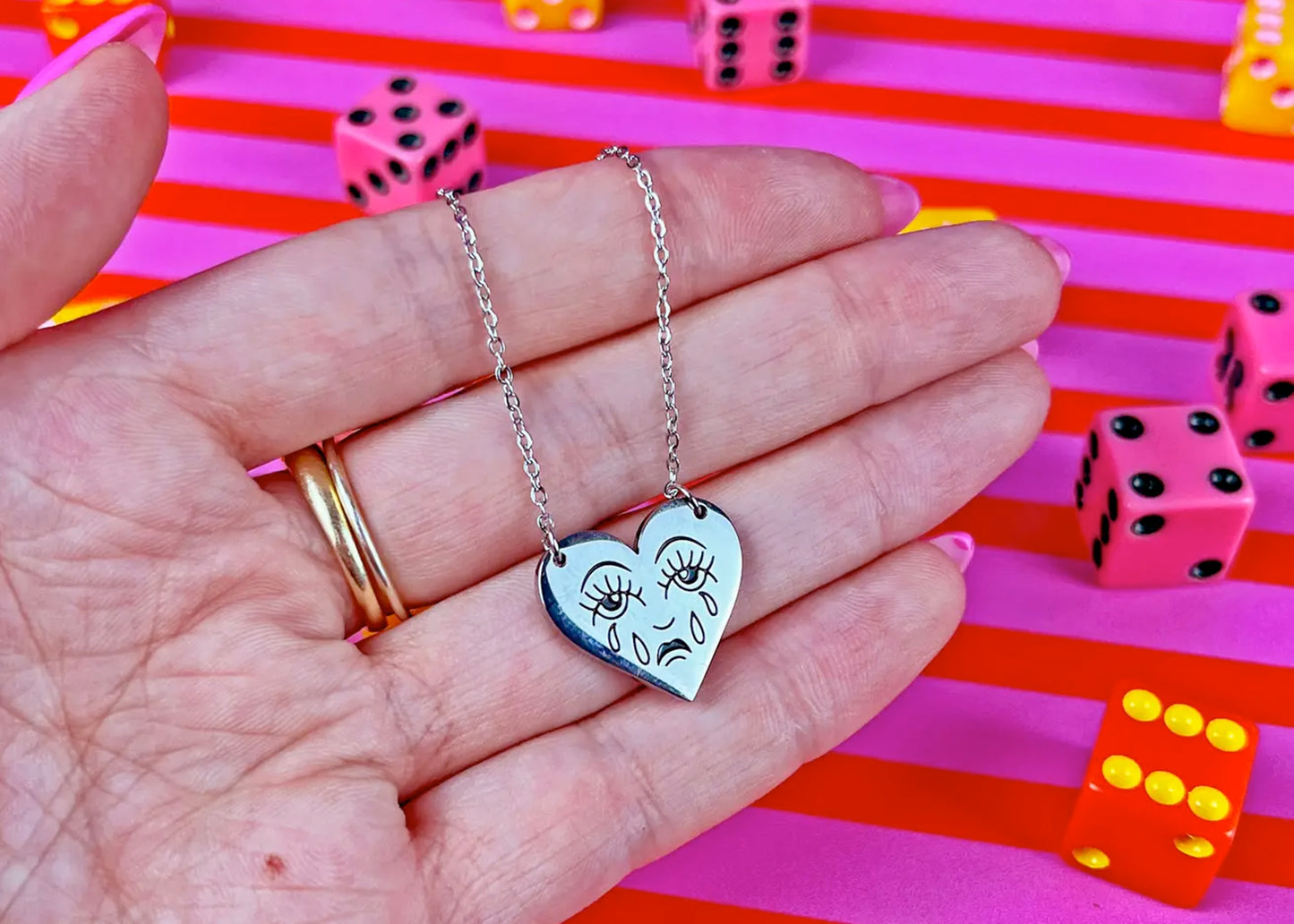 Crying Heart Necklace in Silver