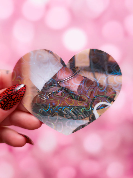 Cuffed Ankles In Loafers Holographic Hearts Sticker