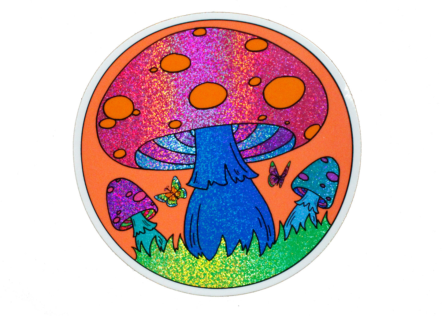 XL Groovy Mushroom Glitter Sticker